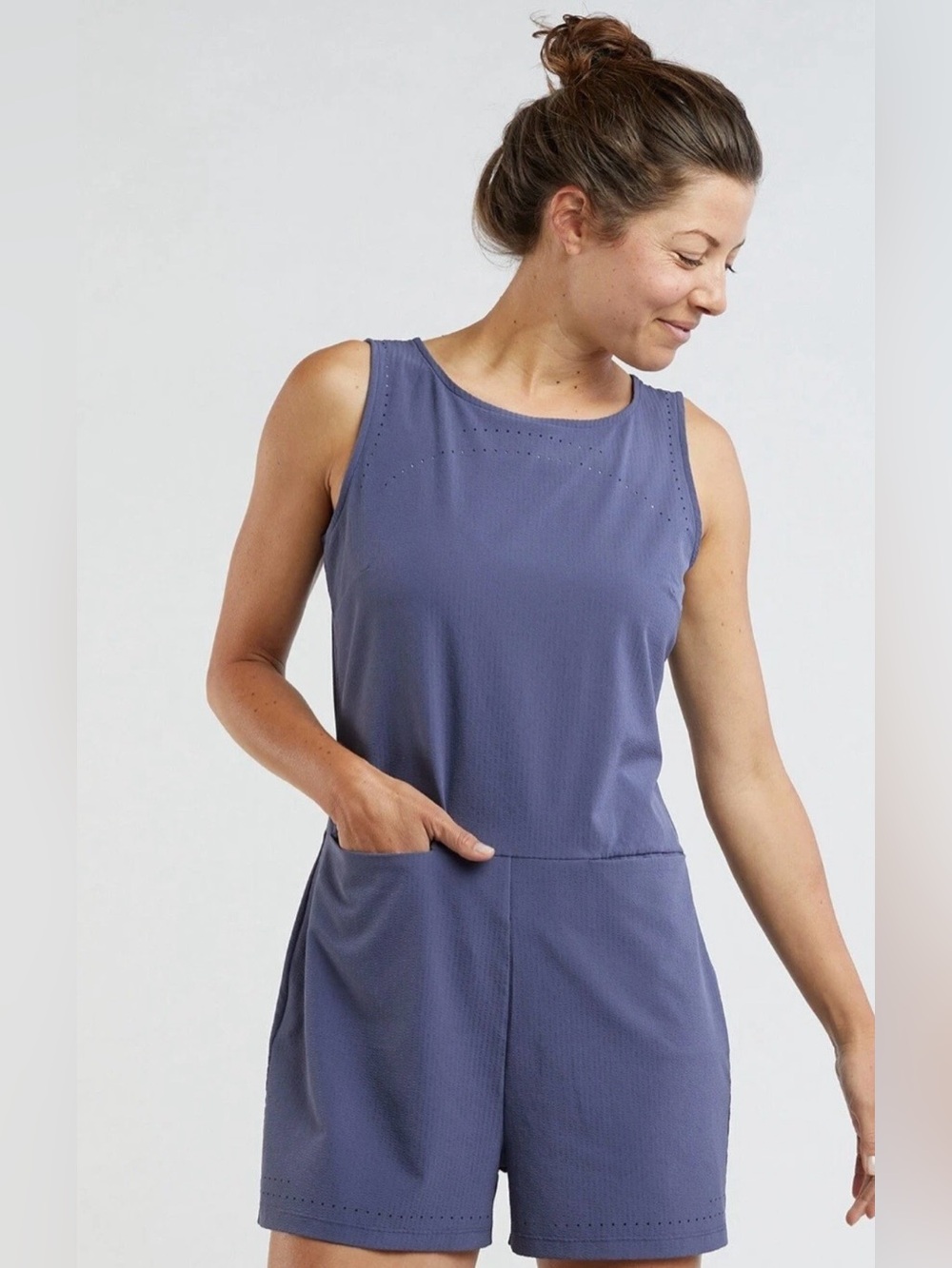 Sleeveless Ribbed Jumpsuit in Slate Blue - Women Intimates & Sleepwear